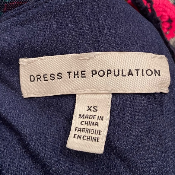 Dress the Population Sophia Embroidered Floral L Sleeve Bodycon Midi Dress XS - Picture 6 of 7